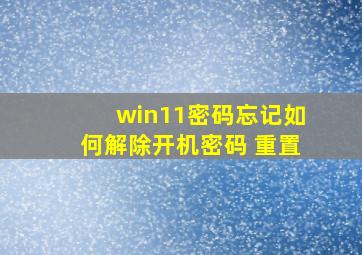 win11密码忘记如何解除开机密码 重置